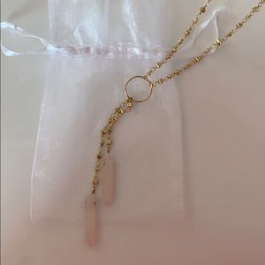 Multilayer Gold Rose Quartz Necklace